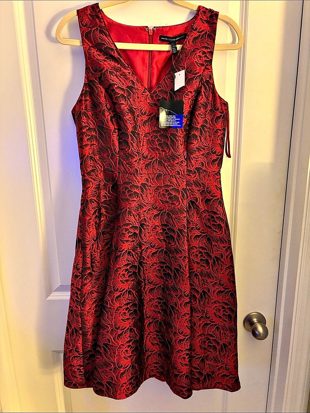 White House Black Market Floral Midi Dress in Red & Black NWT